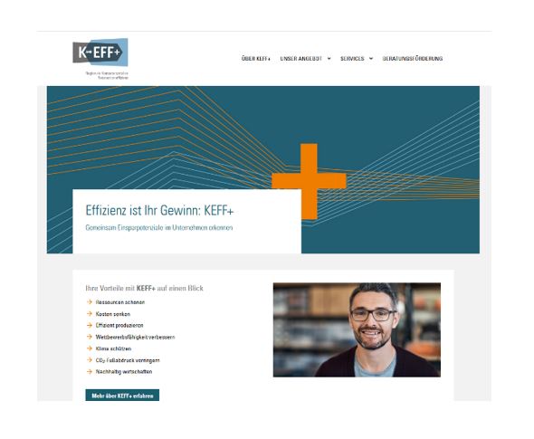 Screenshot der Startseite von KEFF+
