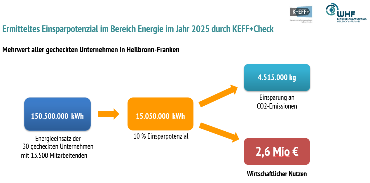Ermitteltes Einsparpotenzial Energie 2025