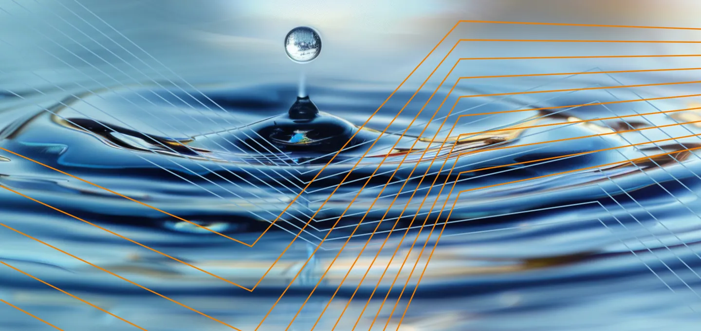 Design vom Nachhaltigkeitscheck KEFF+ mit Wassertropfen im Hintergrund