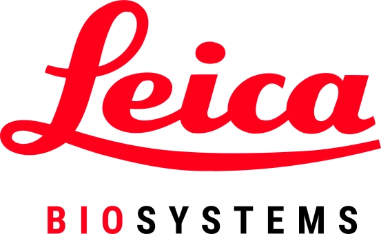Das Logo der Leica Biosystems Nussloch GmbH in roten geschwungenen Buchstaben.