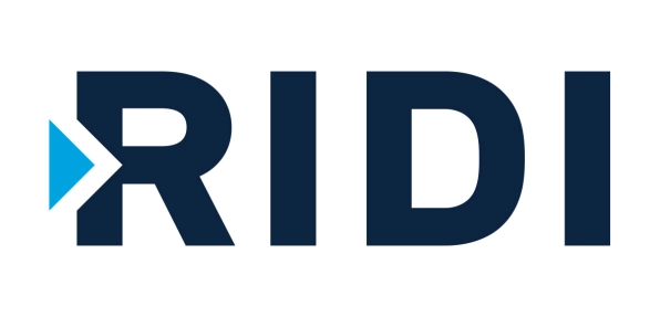 Das Logo von Ridi in dunkelblauen Druckbuchstaben